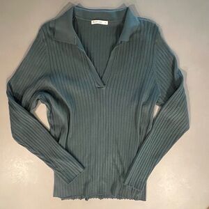 Marine Layer Collared Ribbed Green Long Sleeve SIZE XL